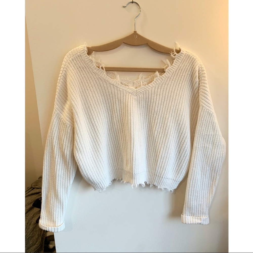 White, Cropped Jessica Simpson Sweater